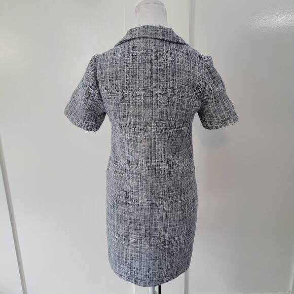 Pomelo Size XXS Tweed Double Breasted Mini Dress Gray Gold Buttons - Picture 3 of 9